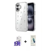 MARSİLYAN™- iPhone 17 Kılıf Yörünge Form - Şeffaf Pasifik Cam Ekran Koruyucu + Bilvis Titan Kamera Lens - SH