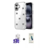 MARSİLYAN™- iPhone 17 Kılıf Yörünge Form - Şeffaf Pasifik Cam Ekran Koruyucu + Bilvis Titan Kamera Lens - SH