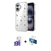 MARSİLYAN™- iPhone 17 Kılıf Yörünge Form - Siyah 3D Antistatik Cam Ekran Koruyucu + Bilvis Titan Kamera Lens - SH