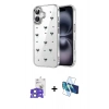 MARSİLYAN™- iPhone 17 Kılıf Yörünge Form - Siyah 3D Antistatik Cam Ekran Koruyucu + Bilvis Titan Kamera Lens - AKMI