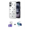 MARSİLYAN™- iPhone 17 Kılıf Yörünge Form - Siyah 3D Antistatik Cam Ekran Koruyucu + Bilvis Titan Kamera Lens - LA