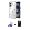 MARSİLYAN™- iPhone 17 Kılıf Yörünge Form - Siyah 3D Antistatik Hayalet Cam Ekran Koruyucu + Bilvis Titan Kamera Lens - AKMI