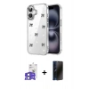 MARSİLYAN™- iPhone 17 Kılıf Yörünge Form - Siyah 3D Antistatik Hayalet Cam Ekran Koruyucu + Bilvis Titan Kamera Lens - AKMI