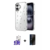 MARSİLYAN™- iPhone 17 Kılıf Yörünge Form - Siyah 3D Antistatik Hayalet Cam Ekran Koruyucu + Bilvis Titan Kamera Lens - LA