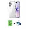MARSİLYAN™- iPhone 17 Kılıf Yörünge Form - Siyah 3D Antistatik Seramik Nano Ekran Koruyucu + Raze Metal Kamera Lens - AKMR