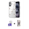 MARSİLYAN™- iPhone 17 Kılıf Yörünge Form - Siyah Bilvis 3D Cam Ekran Koruyucu + Bilvis Titan Kamera Lens - AKMI