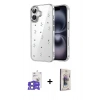 MARSİLYAN™- iPhone 17 Kılıf Yörünge Form - Siyah Bilvis 3D Cam Ekran Koruyucu + Bilvis Titan Kamera Lens - AKMI