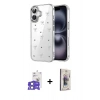MARSİLYAN™- iPhone 17 Kılıf Yörünge Form - Siyah Bilvis 3D Cam Ekran Koruyucu + Bilvis Titan Kamera Lens - AKMI