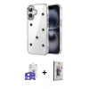 MARSİLYAN™- iPhone 17 Kılıf Yörünge Form - Siyah Bilvis 3D Cam Ekran Koruyucu + Bilvis Titan Kamera Lens - AKMI