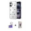 MARSİLYAN™- iPhone 17 Kılıf Yörünge Form - Siyah Bilvis 3D Cam Ekran Koruyucu + Bilvis Titan Kamera Lens - AKMI