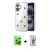 MARSİLYAN™- iPhone 17 Kılıf Yörünge Form - Siyah Bilvis 3D Cam Ekran Koruyucu + Raze Metal Kamera Lens - AKMR