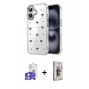MARSİLYAN™- iPhone 17 Kılıf Yörünge Form - Siyah Bilvis 3D Cam Ekran Koruyucu + Bilvis Titan Kamera Lens - AKYL