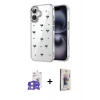 MARSİLYAN™- iPhone 17 Kılıf Yörünge Form - Siyah Bilvis 3D Cam Ekran Koruyucu + Bilvis Titan Kamera Lens - LA
