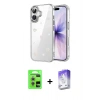MARSİLYAN™- iPhone 17 Kılıf Yörünge Form - Siyah Bilvis 5in1 3D Magic Cam Ekran Koruyucu + Raze Metal Kamera Lens - GS