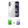MARSİLYAN™- iPhone 17 Kılıf Yörünge Form - Siyah Bilvis 5in1 5D Magic Hayalet Cam Ekran Koruyucu + Raze Metal Kamera Lens - AKMR