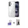 MARSİLYAN™- iPhone 17 Kılıf Yörünge Form - Siyah Bilvis Hayalet Cam Ekran Koruyucu + Bilvis Titan Kamera Lens - AKYL