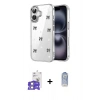 MARSİLYAN™- iPhone 17 Kılıf Yörünge Form - Siyah Joko Magic 5D Cam + Gümüş Bilvis Titan Kamera Lens