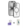 MARSİLYAN™- iPhone 17 Kılıf Zirve Doku Prime - Şeffaf Pasifik Cam Ekran Koruyucu + Bilvis Titan Kamera Lens - AKYL