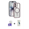 MARSİLYAN™- iPhone 17 Kılıf Zirve Doku Prime - Şeffaf Pasifik Cam Ekran Koruyucu + Bilvis Titan Kamera Lens - LA