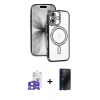 MARSİLYAN™- iPhone 17 Kılıf Zirve Doku Prime - Siyah 3D Antistatik Hayalet Cam Ekran Koruyucu + Bilvis Titan Kamera Lens - AKMI