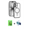 MARSİLYAN™- iPhone 17 Kılıf Zirve Doku Prime - Siyah 3D Antistatik Seramik Nano Ekran Koruyucu + Raze Metal Kamera Lens - GS