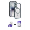 MARSİLYAN™- iPhone 17 Kılıf Zirve Doku Prime - Siyah Bilvis 5in1 3D Magic Cam Ekran Koruyucu + Lila Bilvis Titan Kamera Lens