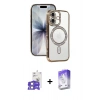 MARSİLYAN™- iPhone 17 Kılıf Zirve Doku Prime - Siyah Bilvis 5in1 3D Magic Cam Ekran Koruyucu + Lila Bilvis Titan Kamera Lens