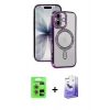 MARSİLYAN™- iPhone 17 Kılıf Zirve Doku Prime - Siyah Bilvis 5in1 5D Magic Hayalet Cam Ekran Koruyucu + Raze Metal Kamera Lens - AKMR
