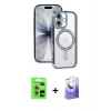 MARSİLYAN™- iPhone 17 Kılıf Zirve Doku Prime - Siyah Bilvis 5in1 5D Magic Hayalet Cam Ekran Koruyucu + Raze Metal Kamera Lens - AKMR