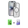 MARSİLYAN™- iPhone 17 Kılıf Zirve Doku Prime - Siyah Bilvis 5in1 5D Magic Hayalet Cam Ekran Koruyucu + Raze Metal Kamera Lens - GS