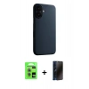 MARSİLYAN™- iPhone 17 Kılıf Zirve Modern Prime - Siyah 3D Antistatik Hayalet Cam Ekran Koruyucu + Raze Metal Kamera Lens - AKMI