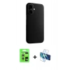 MARSİLYAN™- iPhone 17 Kılıf Zirve Modern Prime - Siyah 3D Antistatik Seramik Nano Ekran Koruyucu + Raze Metal Kamera Lens - GS