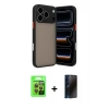MARSİLYAN™- iPhone 17 Pro Kılıf Ahenk Çizgi Serisi - Siyah 3D Antistatik Hayalet Cam Ekran Koruyucu + Raze Metal Kamera Lens - TU