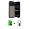 MARSİLYAN™- iPhone 17 Pro Kılıf Ahenk Çizgi Serisi - Siyah Bilvis 3X AR Hayalet Cam Ekran Koruyucu + Raze Metal Kamera Lens - GI