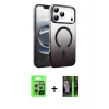MARSİLYAN™- iPhone 17 Pro Kılıf Ahenk Doku Özel Seri - Siyah 360 Mat Full Body Arka Koruyucu + Raze Metal Kamera Lens - GS