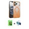 MARSİLYAN™- iPhone 17 Pro Kılıf Ahenk Doku Özel Seri - Siyah 3D Antistatik Cam Ekran Koruyucu + Raze Metal Kamera Lens - TU