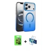 MARSİLYAN™- iPhone 17 Pro Kılıf Ahenk Doku Özel Seri - Siyah 3D Antistatik Cam Ekran Koruyucu + Raze Metal Kamera Lens - TU