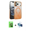 MARSİLYAN™- iPhone 17 Pro Kılıf Ahenk Doku Özel Seri - Siyah 3D Antistatik Seramik Nano Ekran Koruyucu + Raze Metal Kamera Lens - GS