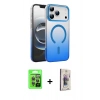 MARSİLYAN™- iPhone 17 Pro Kılıf Ahenk Doku Özel Seri - Siyah Bilvis 3D Cam Ekran Koruyucu + Raze Metal Kamera Lens - GI