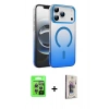 MARSİLYAN™- iPhone 17 Pro Kılıf Ahenk Doku Özel Seri - Siyah Bilvis 3D Cam Ekran Koruyucu + Raze Metal Kamera Lens - GS