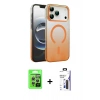 MARSİLYAN™- iPhone 17 Pro Kılıf Ahenk Doku Özel Seri - Siyah Bilvis 3X AR Hayalet Cam Ekran Koruyucu + Raze Metal Kamera Lens - GS