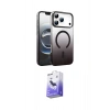 MARSİLYAN™- iPhone 17 Pro Kılıf Ahenk Doku Özel Seri - Siyah Bilvis 5in1 5D Magic Hayalet Cam Ekran Koruyucu