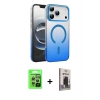 MARSİLYAN™- iPhone 17 Pro Kılıf Ahenk Doku Özel Seri - Siyah Bilvis Hayalet Cam Ekran Koruyucu + Raze Metal Kamera Lens - GS