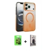 MARSİLYAN™- iPhone 17 Pro Kılıf Ahenk Doku Özel Seri - Siyah Bilvis Hayalet Cam Ekran Koruyucu + Raze Metal Kamera Lens - TU