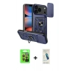 MARSİLYAN™- iPhone 17 Pro Kılıf Ahenk Klasik - Şeffaf Pasifik Cam Ekran Koruyucu + Raze Metal Kamera Lens - TU