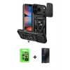 MARSİLYAN™- iPhone 17 Pro Kılıf Ahenk Klasik - Siyah 3D Antistatik Hayalet Cam Ekran Koruyucu + Raze Metal Kamera Lens - GI