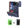MARSİLYAN™- iPhone 17 Pro Kılıf Ahenk Klasik - Siyah 3D Antistatik Hayalet Cam Ekran Koruyucu + Raze Metal Kamera Lens - GI