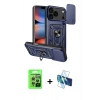 MARSİLYAN™- iPhone 17 Pro Kılıf Ahenk Klasik - Siyah 3D Antistatik Seramik Nano Ekran Koruyucu + Gümüş Raze Metal Kamera Lens