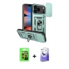 MARSİLYAN™- iPhone 17 Pro Kılıf Ahenk Klasik - Siyah Bilvis 5in1 5D Magic Hayalet Cam Ekran Koruyucu + Raze Metal Kamera Lens - TU