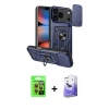 MARSİLYAN™- iPhone 17 Pro Kılıf Ahenk Klasik - Siyah Bilvis 5in1 5D Magic Hayalet Cam Ekran Koruyucu + Raze Metal Kamera Lens - TU
